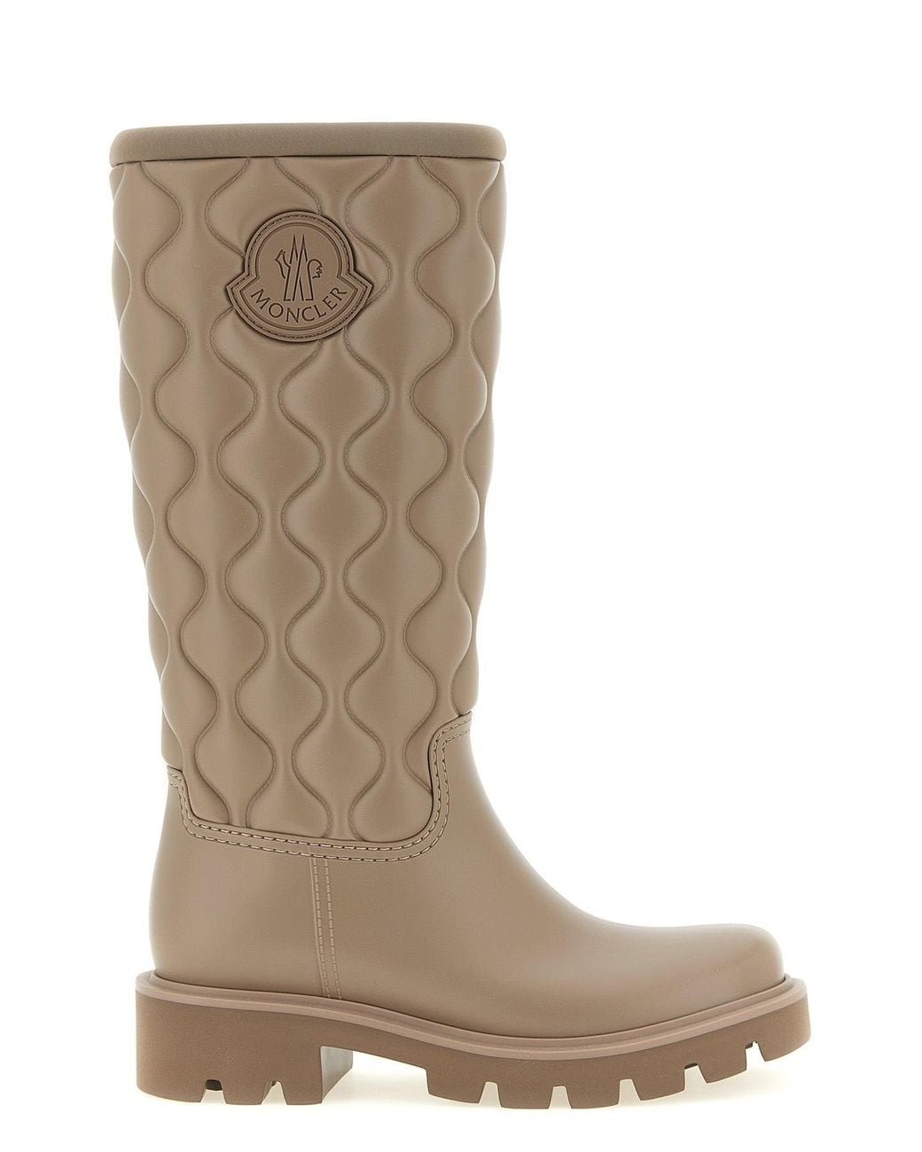 Moncler Brown Tall Boots Quilted Texture