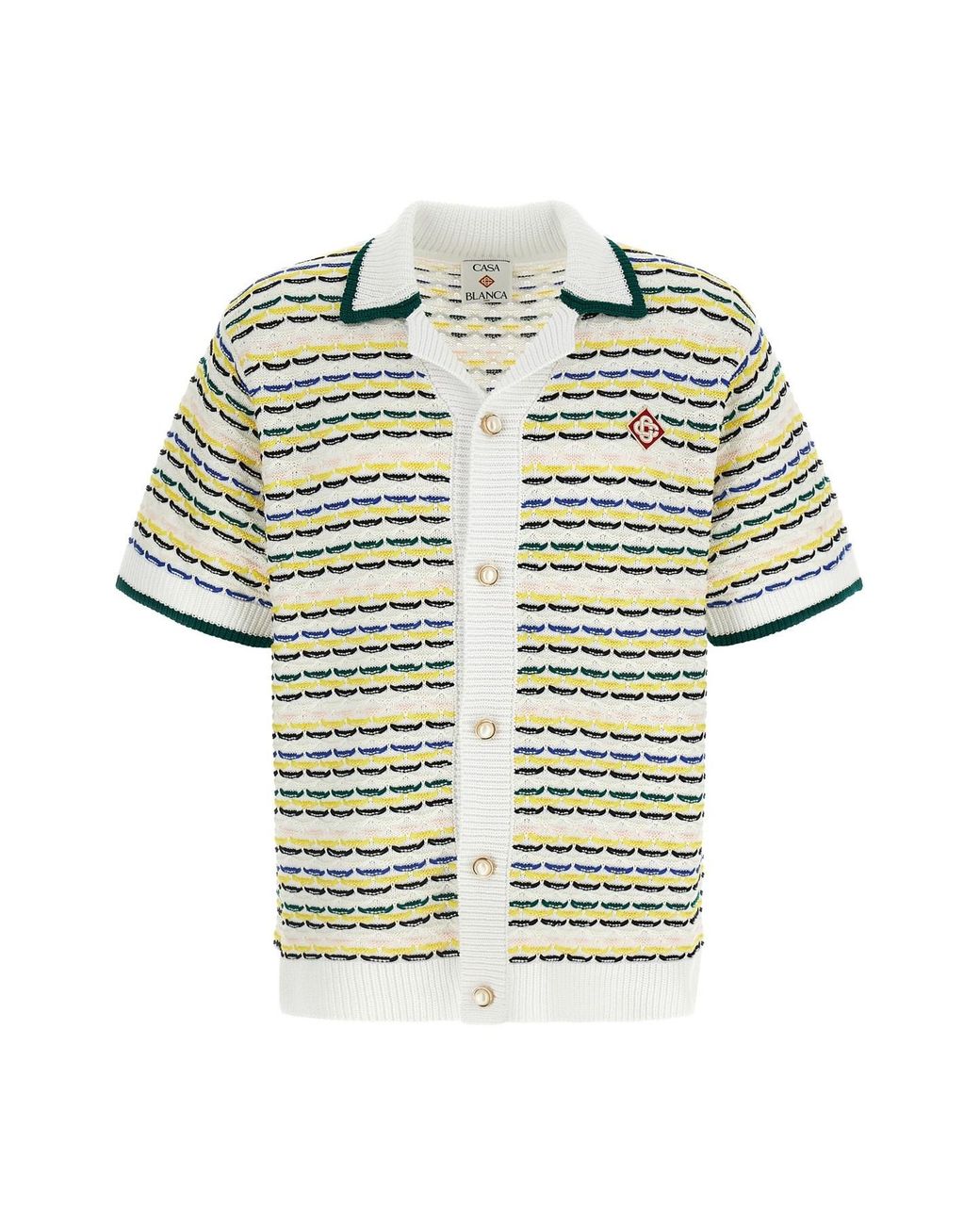 Casablanca White 'tuck Stitch Short Sleeve' Shirt for men