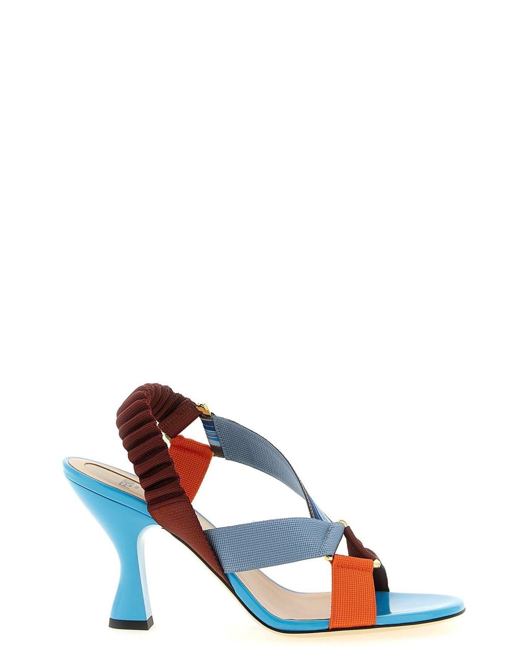 Fendi Blue 'colibrì' Sandals With Woven Ribbons