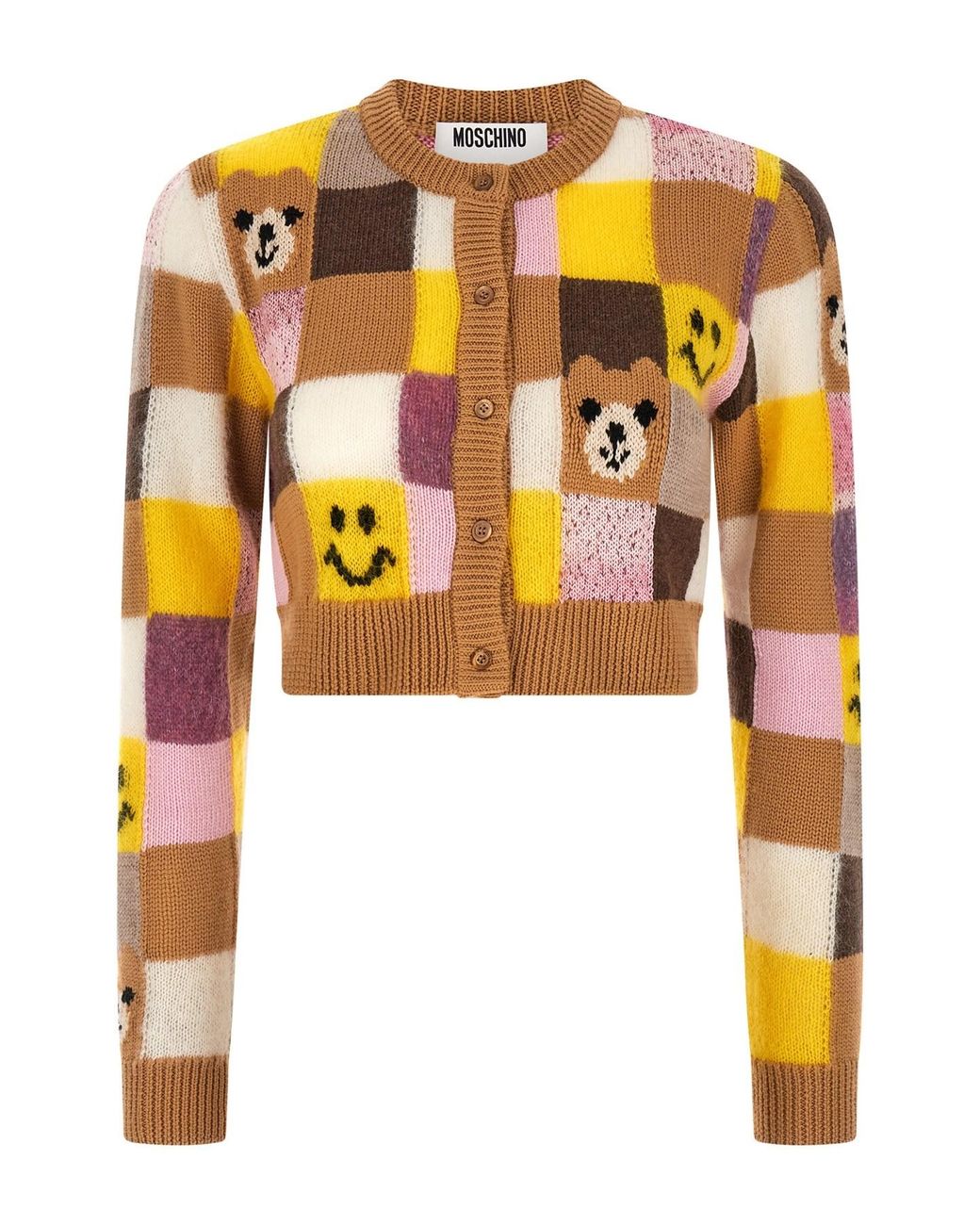 Moschino Yellow 'smiley® E ' Teddy Bear' Cardigan