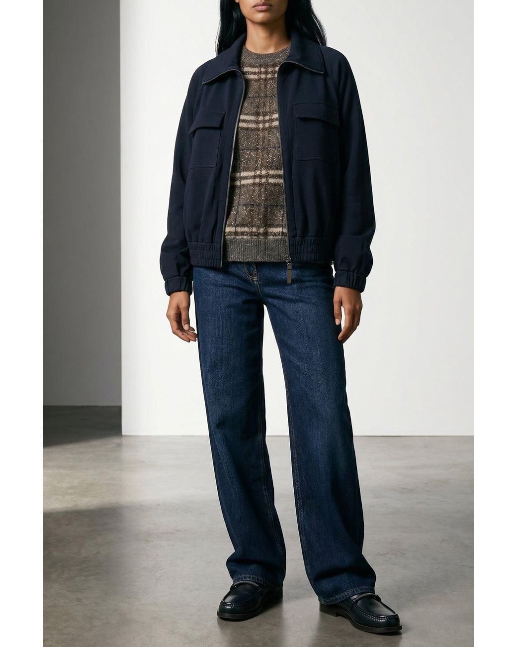 Brunello Cucinelli Blue 'Shiny Zipper Pull' Sweatshirt