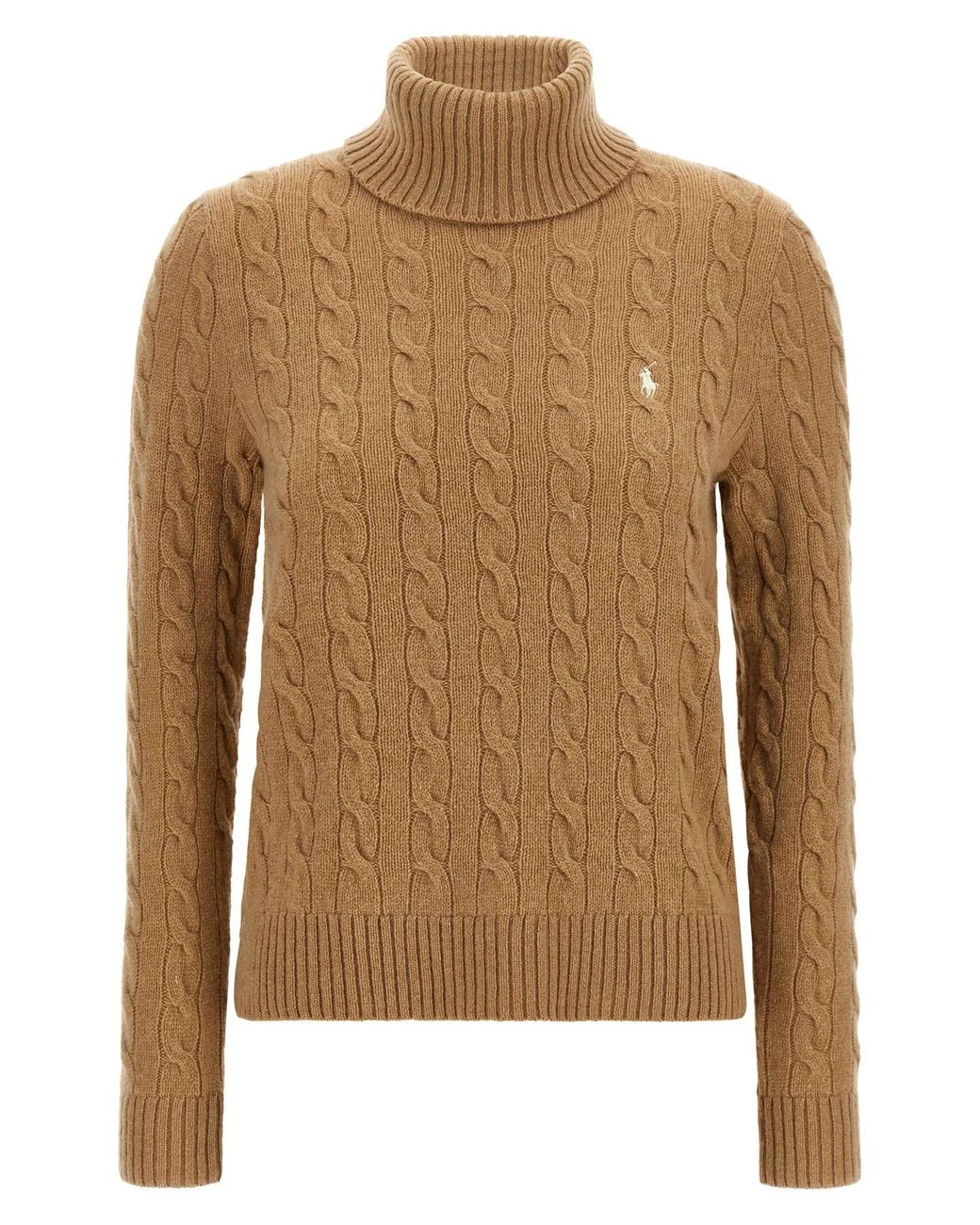 Polo Ralph Lauren Brown Braided Turtleneck Sweater