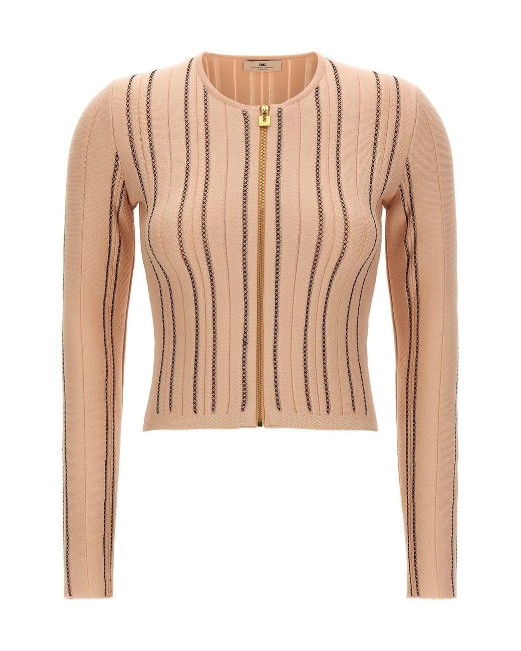 Elisabetta Franchi White Cropped Knit Cardigan