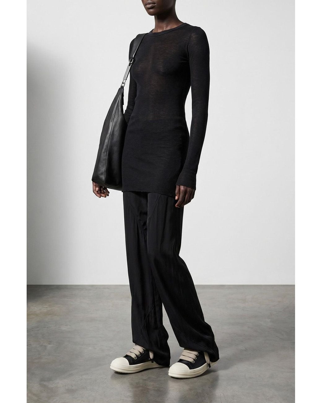 Rick Owens Black Rib Ls T-Shirt