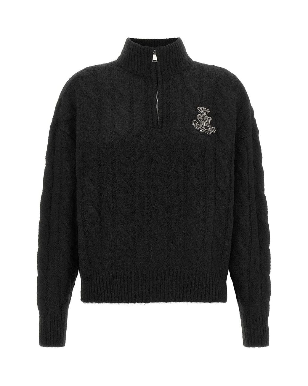 Ralph Lauren Black Embellished Logo Sweater
