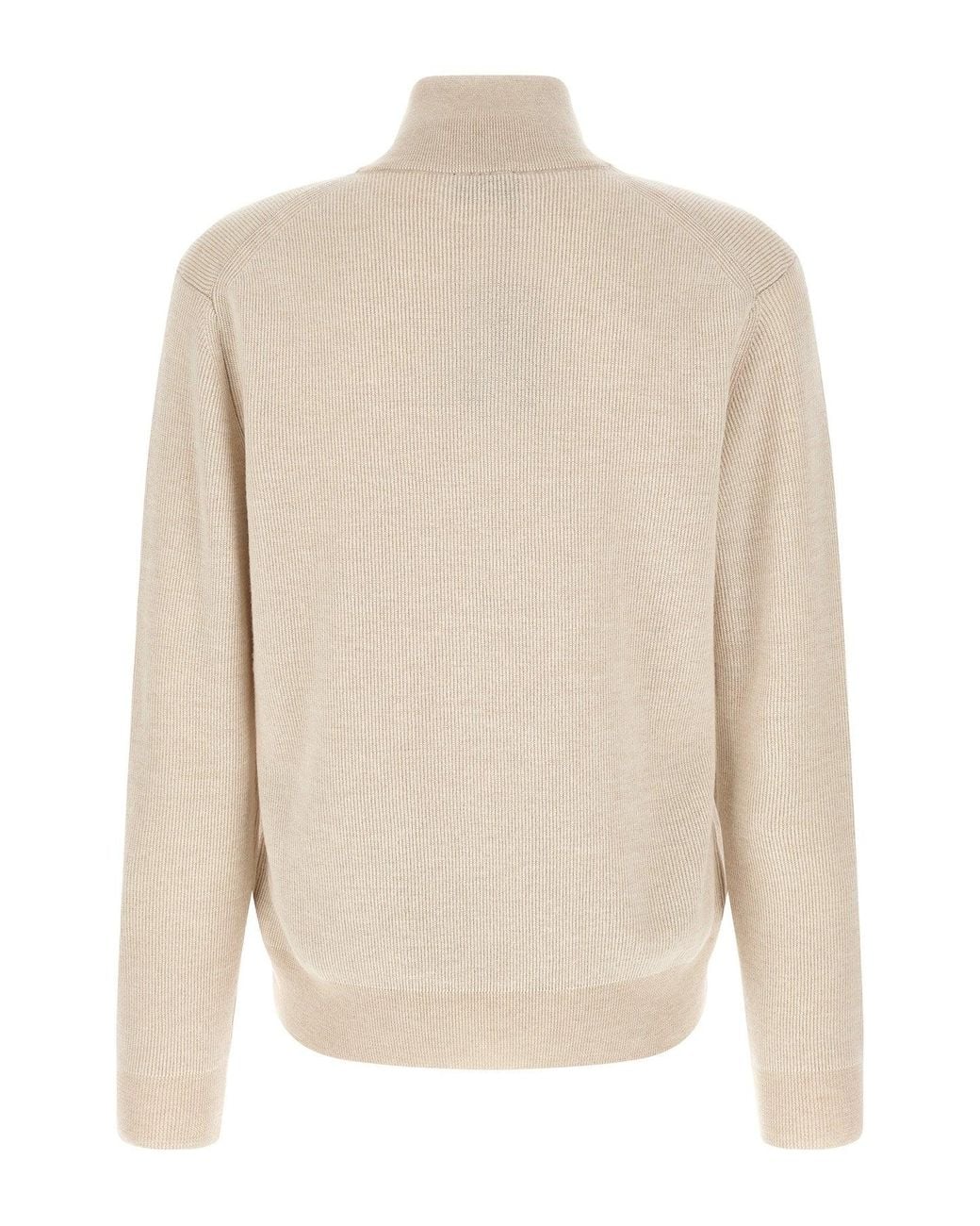 Brioni Natural Ribbed Half-Zip Sweater for men