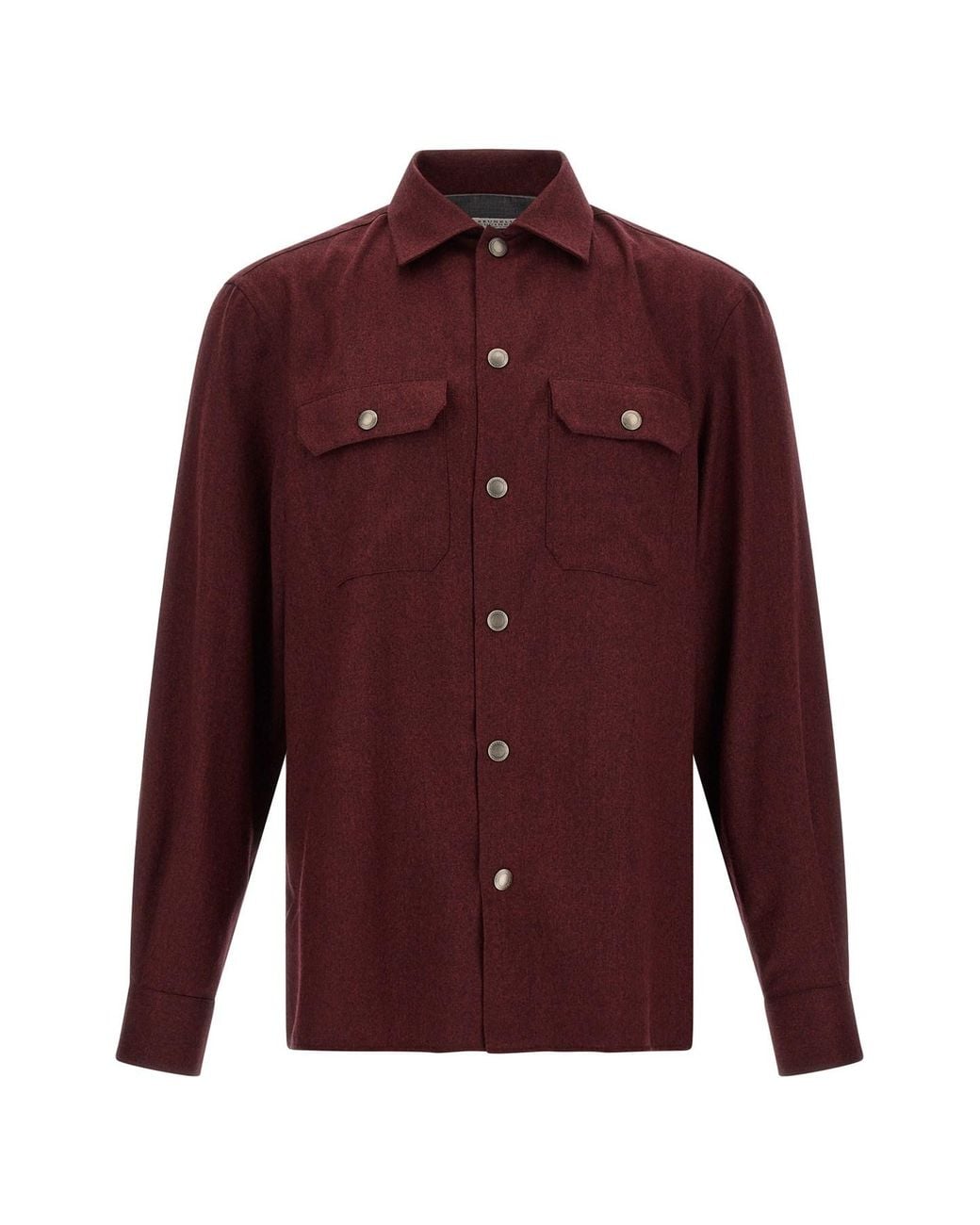 Brunello Cucinelli Red Flannel Overshirt for men