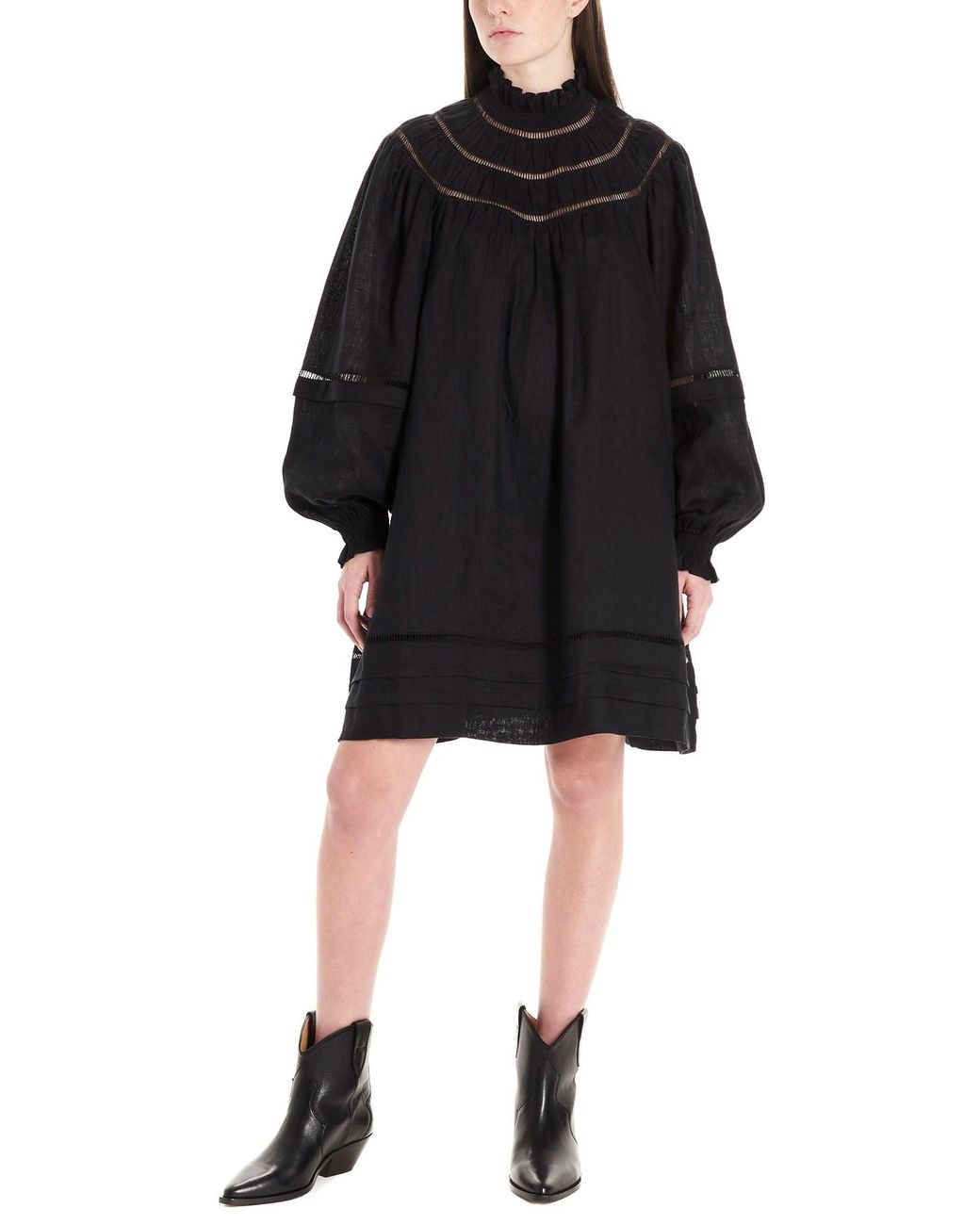 MARANT ETOILE Vestido Corto Adenia De Lino in Black | Lyst