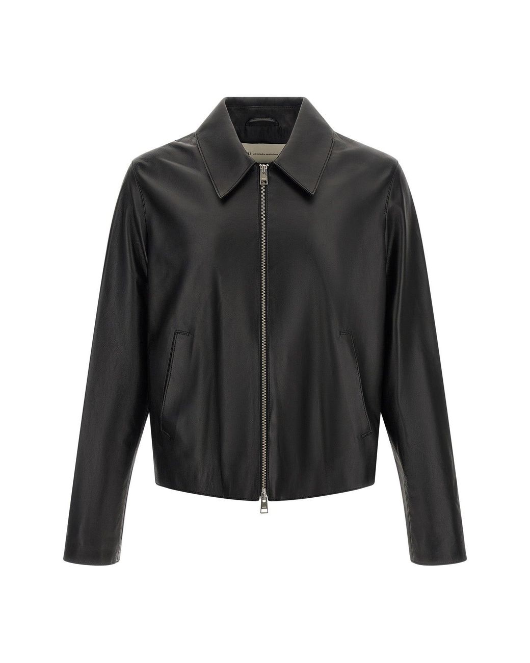AMI Black Leather Jacket for men