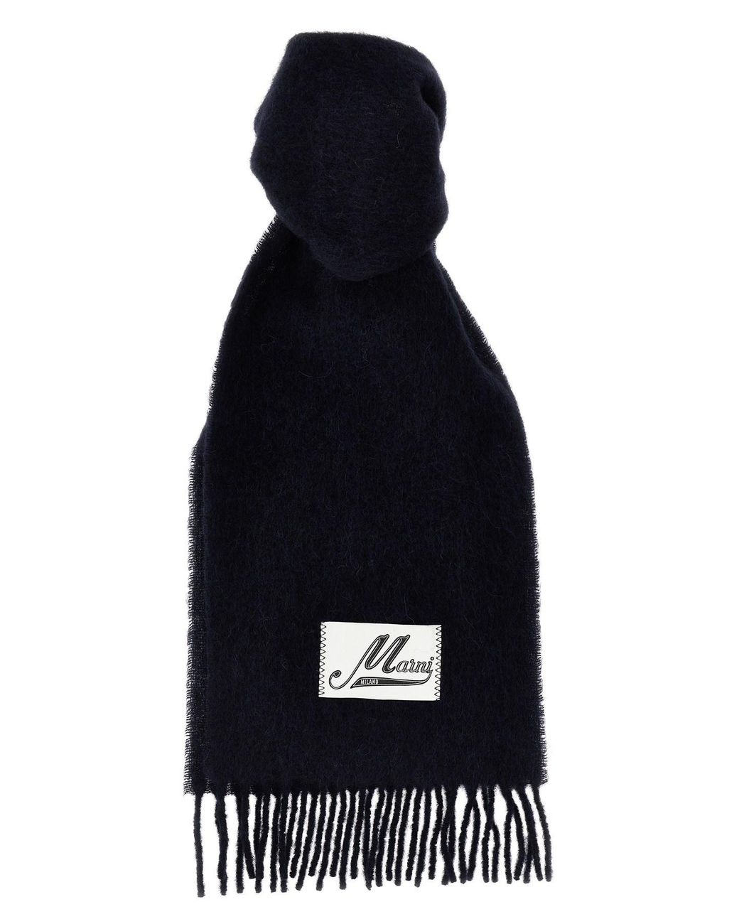 Marni Black Logo Patch Scarf for men