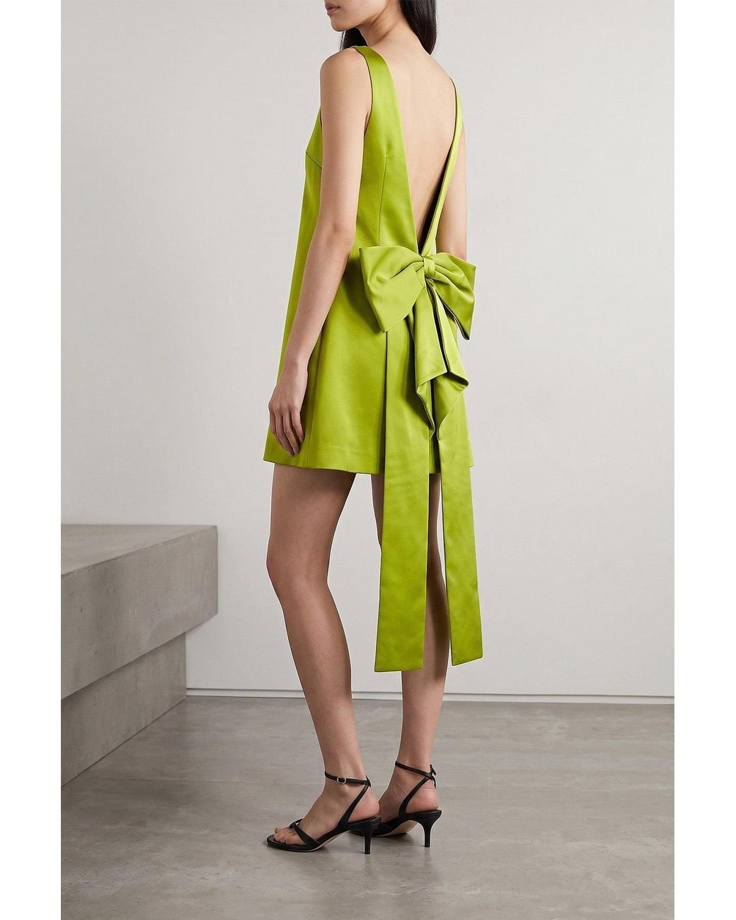 Self-Portrait Green Self-Portrait Mini Dress Sculptural Bow Detail