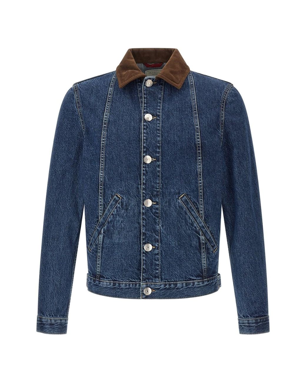 Brunello Cucinelli Blue Denim And Suede Jacket for men