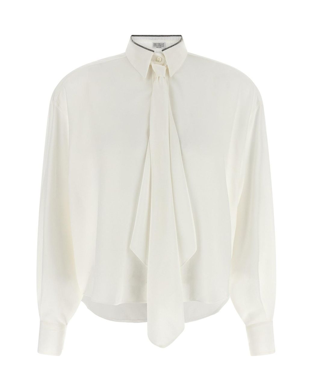 Brunello Cucinelli White 'shiny Collar' Shirt