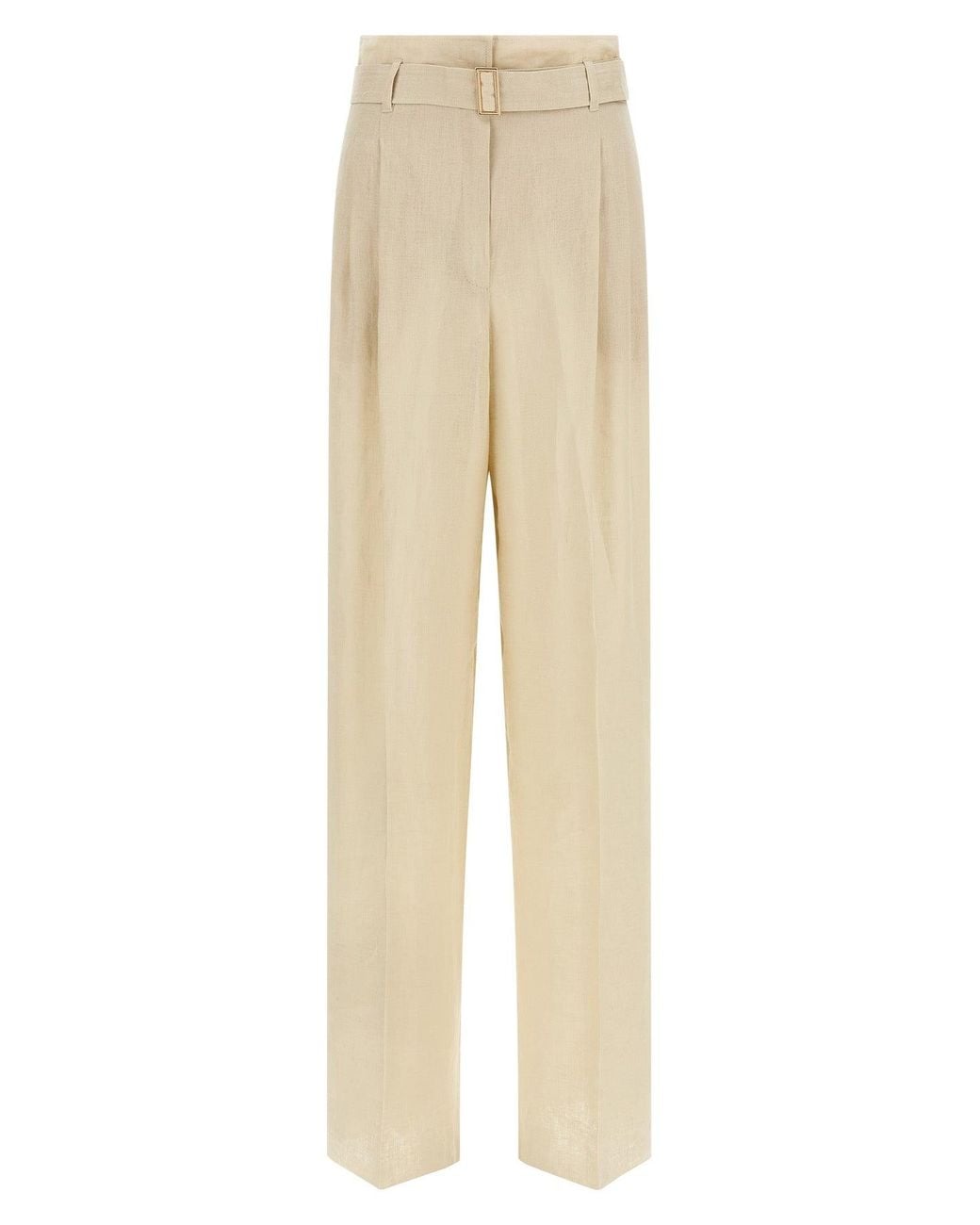 Max Mara Natural Linen Trousers With Belt
