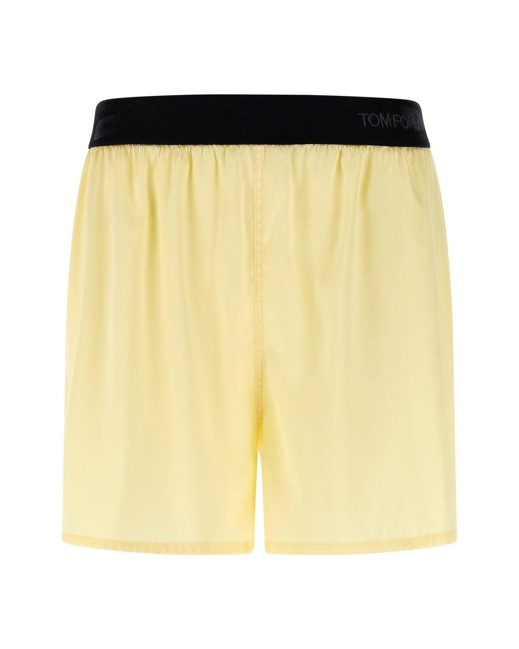 Tom Ford Yellow Silk Shorts With Logo Waistband