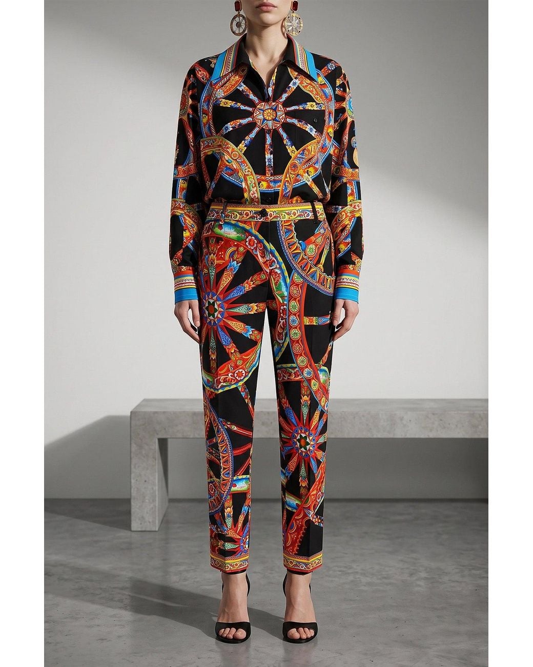 Dolce & Gabbana Red Carretto Print Trousers