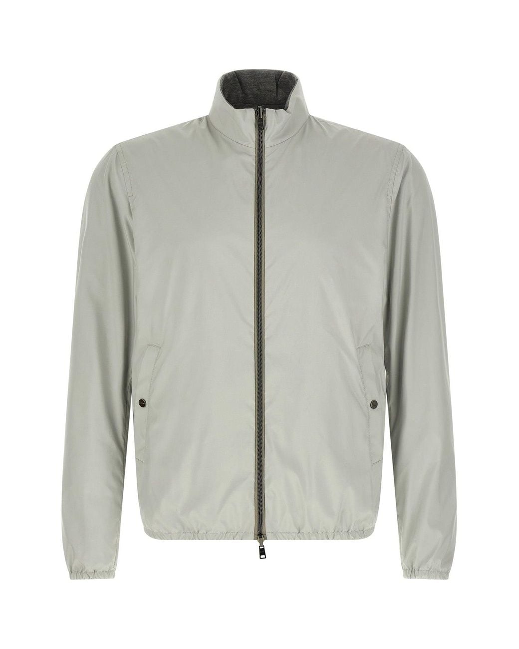 Herno Gray Reversible Bomber Jacket With Stand Collar for men