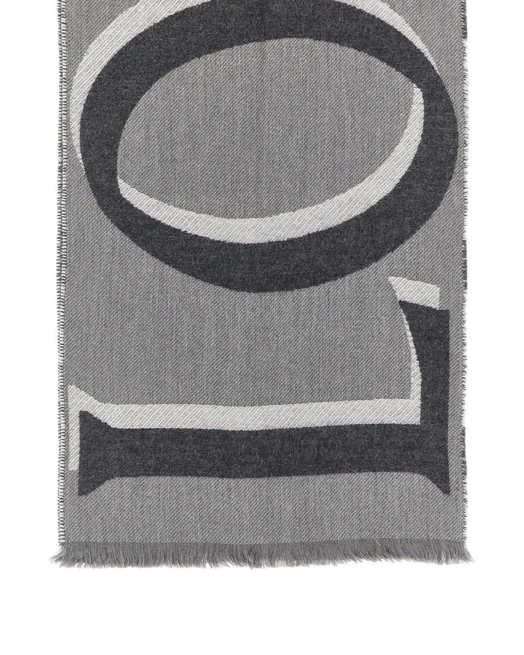 Loewe Gray Scarf With Maxi Jacquard Logo