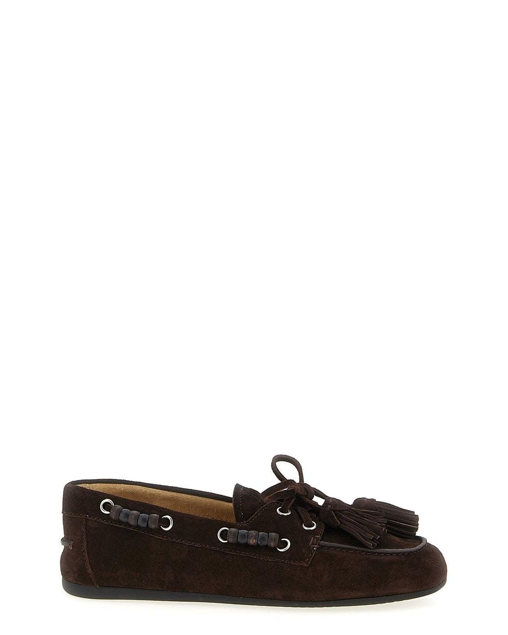 Miu Miu Black Boat Shoe With Tassels
