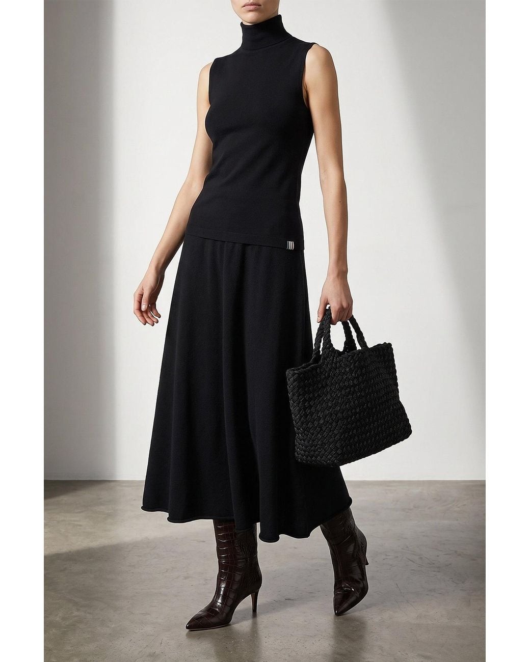 Extreme Cashmere Black Maxi Skirt With Ribbed Waistband