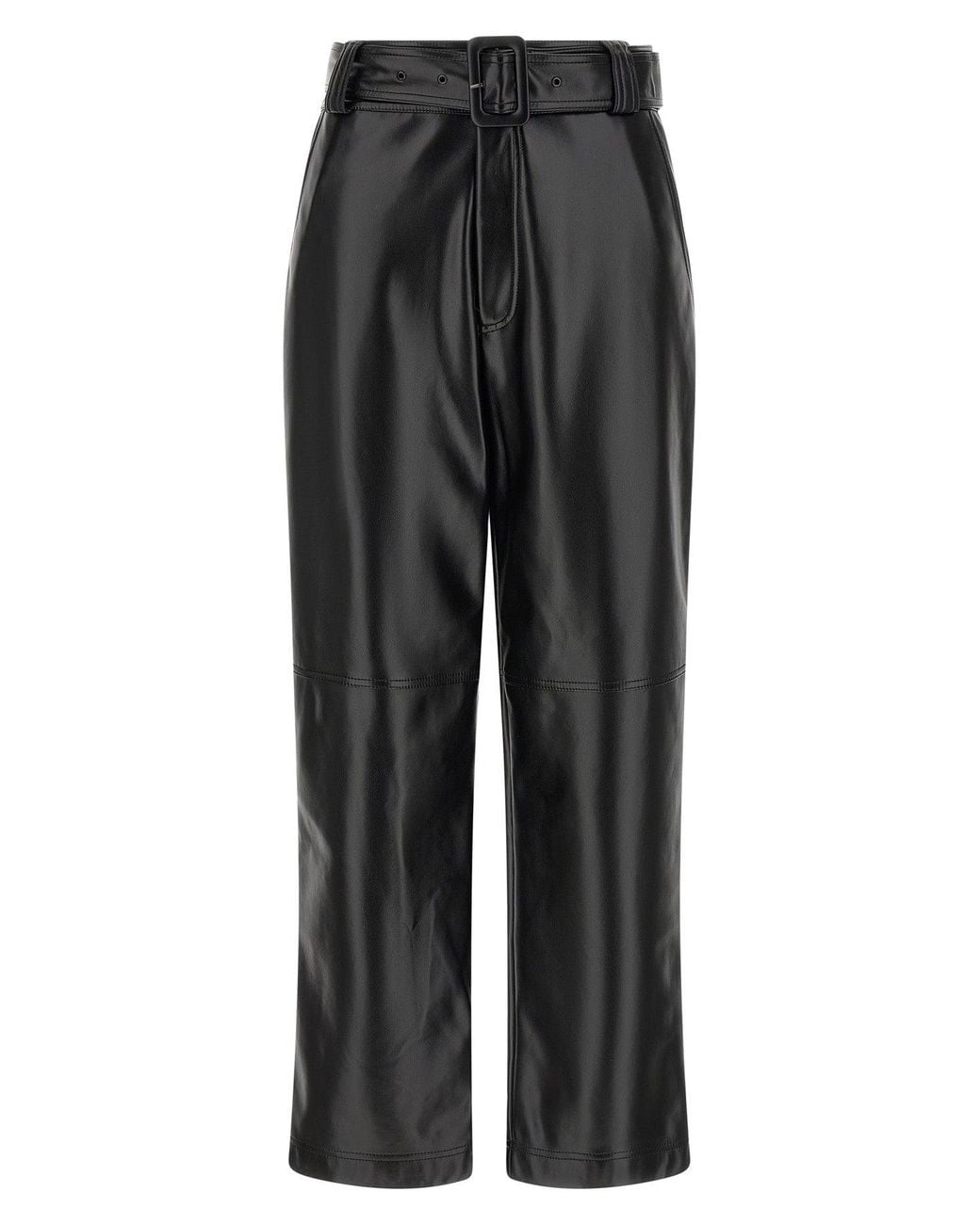 Twinset Black Coated Fabric Trousers With Belt