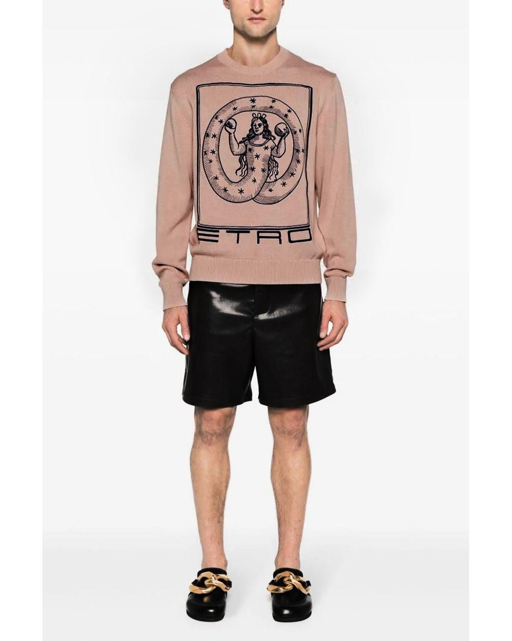Etro Pink Sweater 'Knitted C-Neck' for men