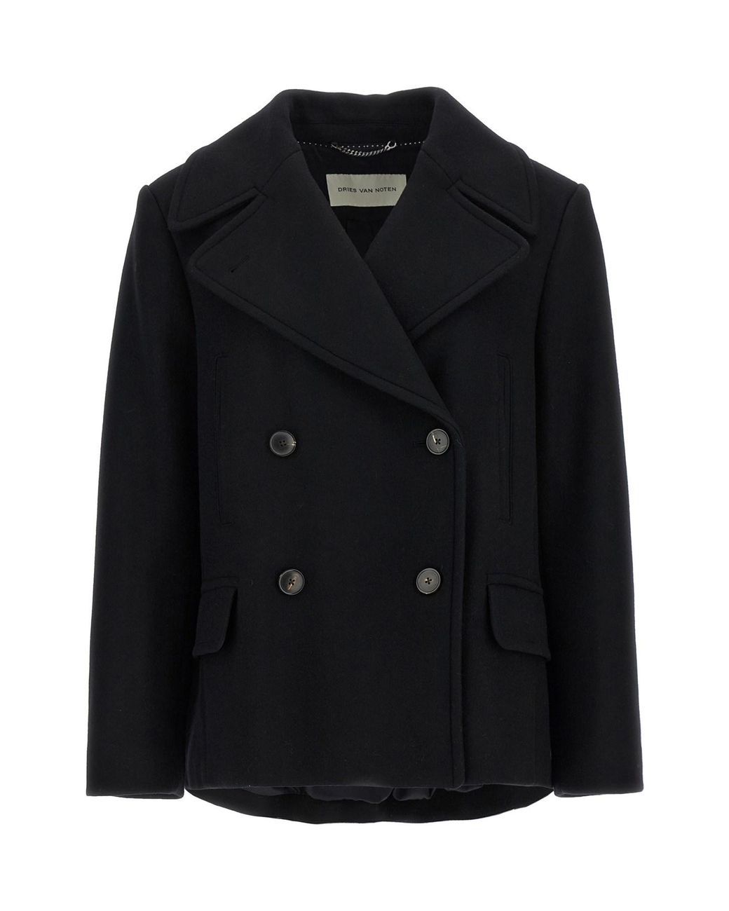 Dries Van Noten Black 'vafel' Coat