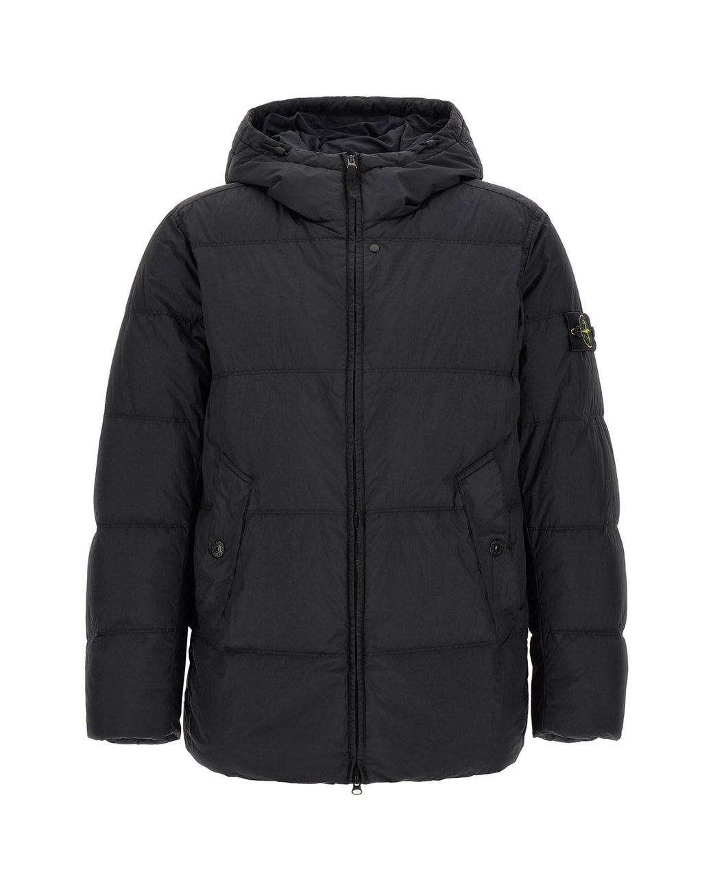 Stone Island Black Ruffled Effect Down Jacket for men