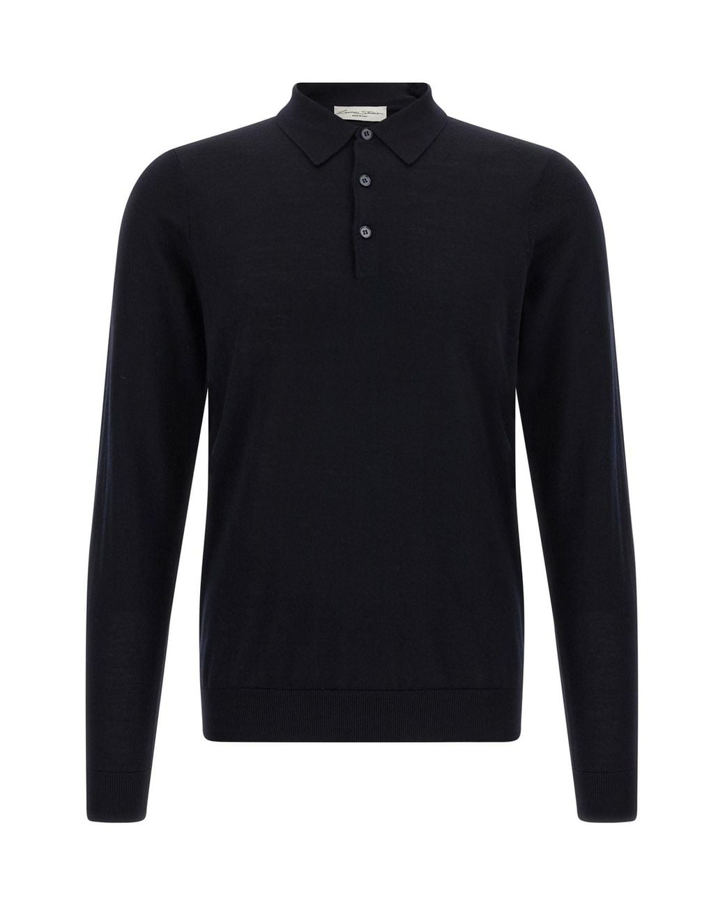 LARMERI STUDIO Blue Merino Wool Polo Shirt for men