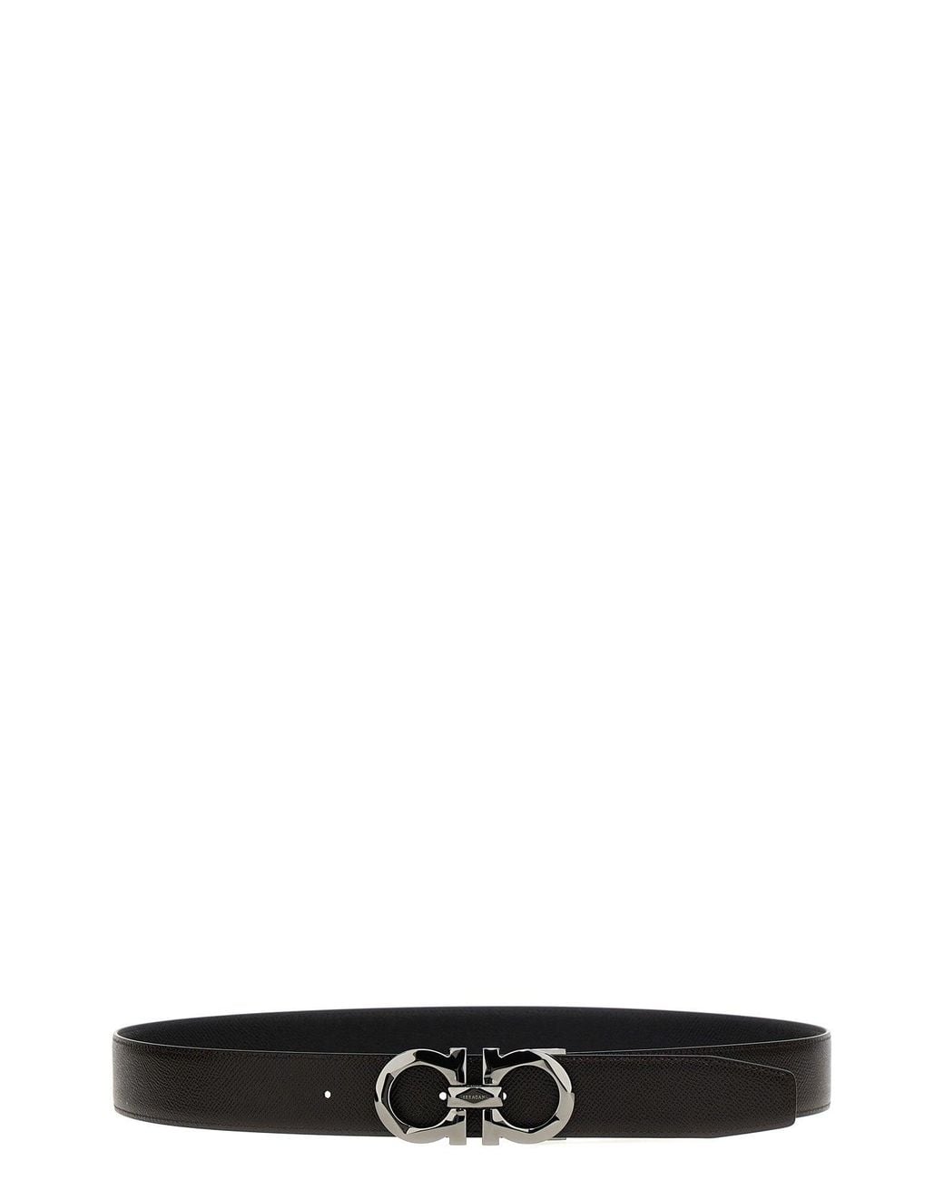 Ferragamo Black Reversible Gancini Leather Belt for men