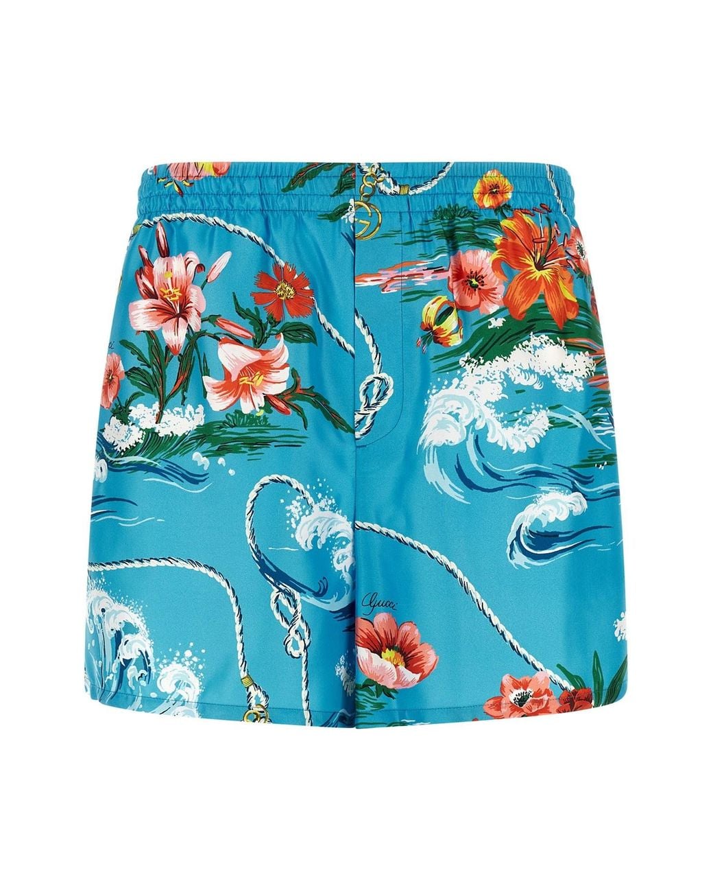 Gucci Blue Floral Print Shorts for men