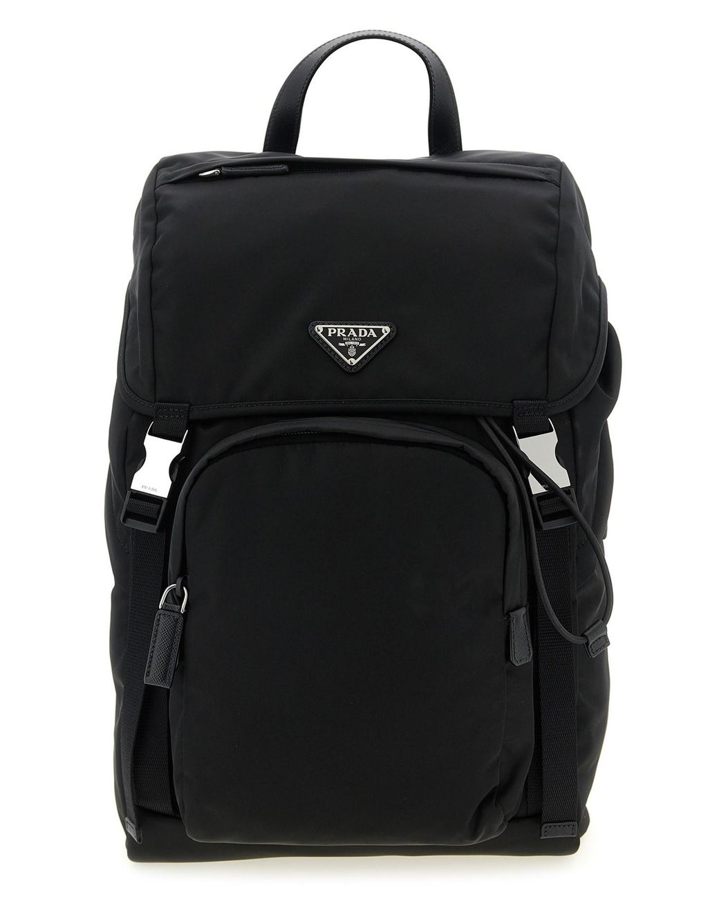 Prada Black Re-Nylon Logo Backpack for men