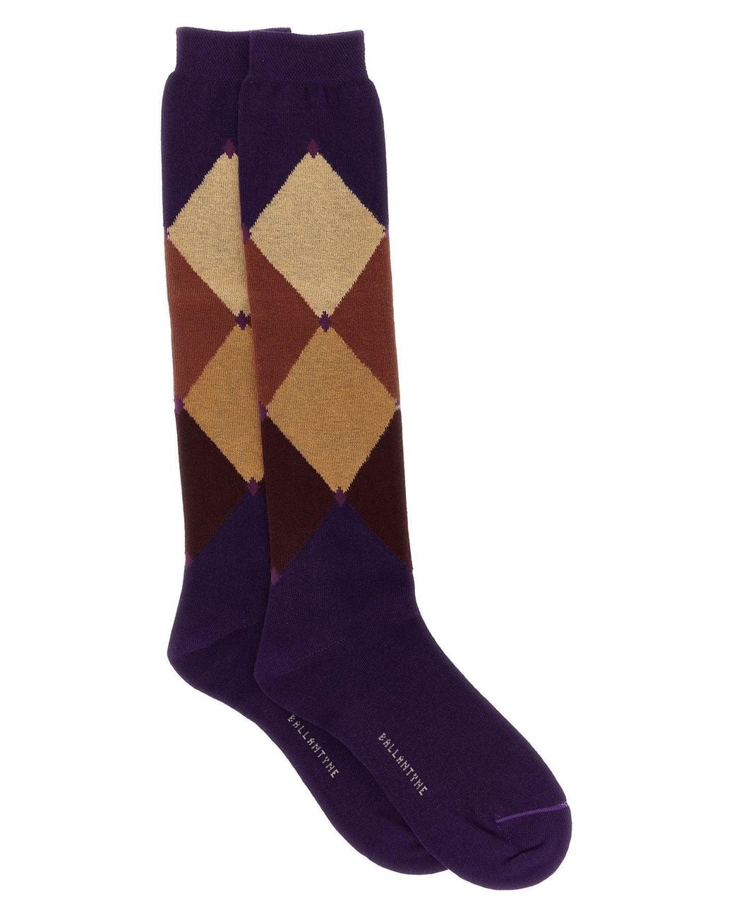 Ballantyne Purple 'Diamond' Knee-High Socks