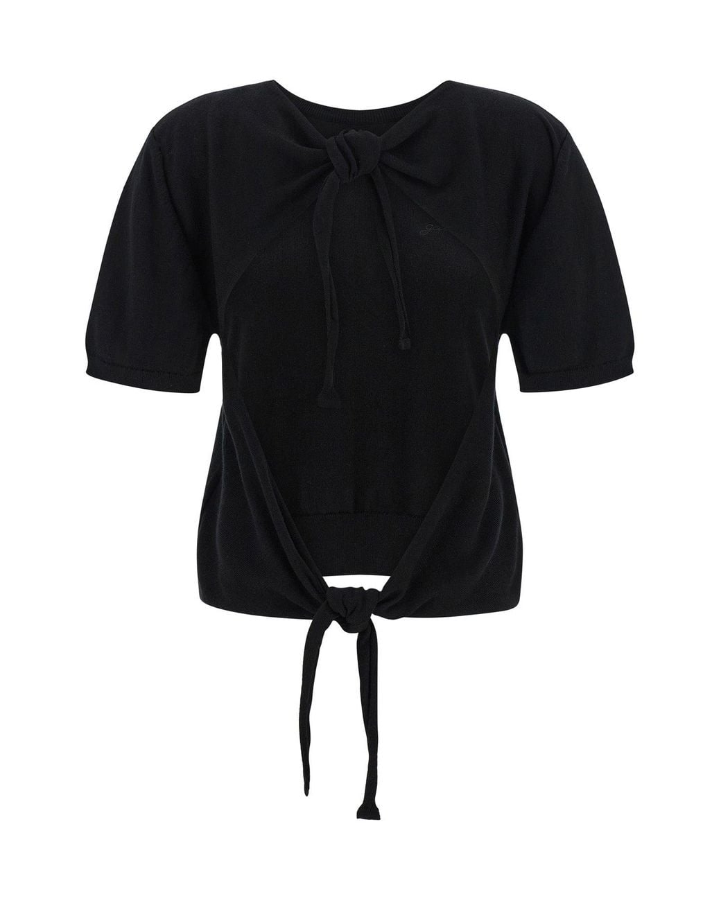 Ganni Black Knit Top With Open Back Detail