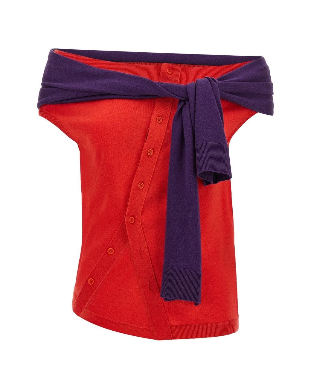 J.W. Anderson Red J. W.Anderson Off Shoulder Knit Top
