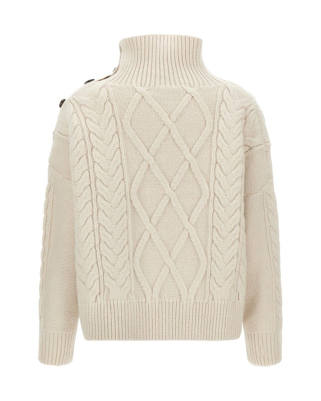 Yves Salomon Natural Cable-Knit Wool And Cashmere Sweater