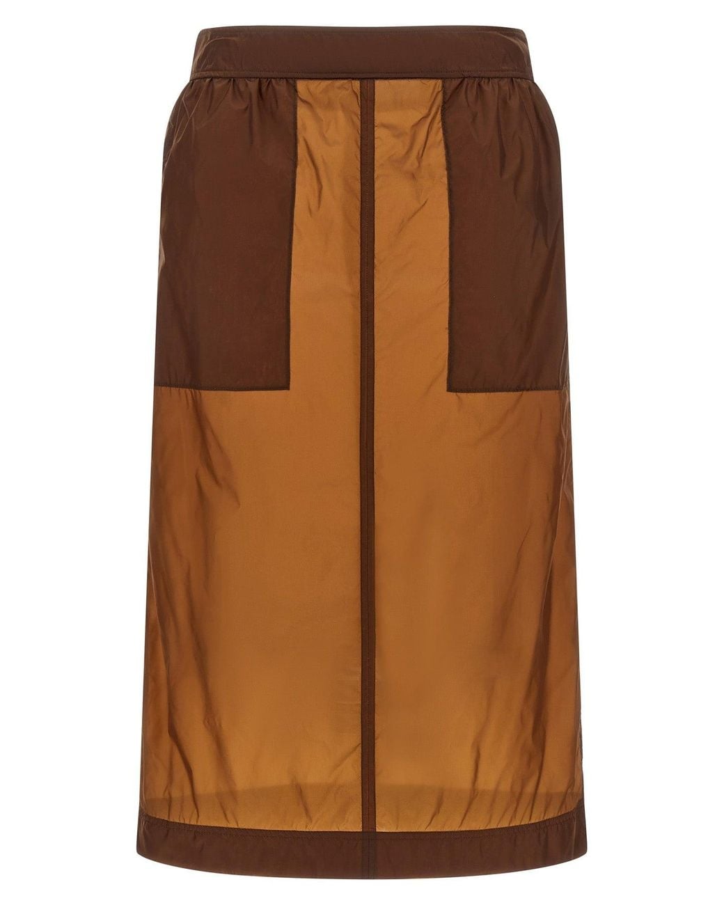 Saint Laurent Brown Midi Skirt With Contrast Paneling