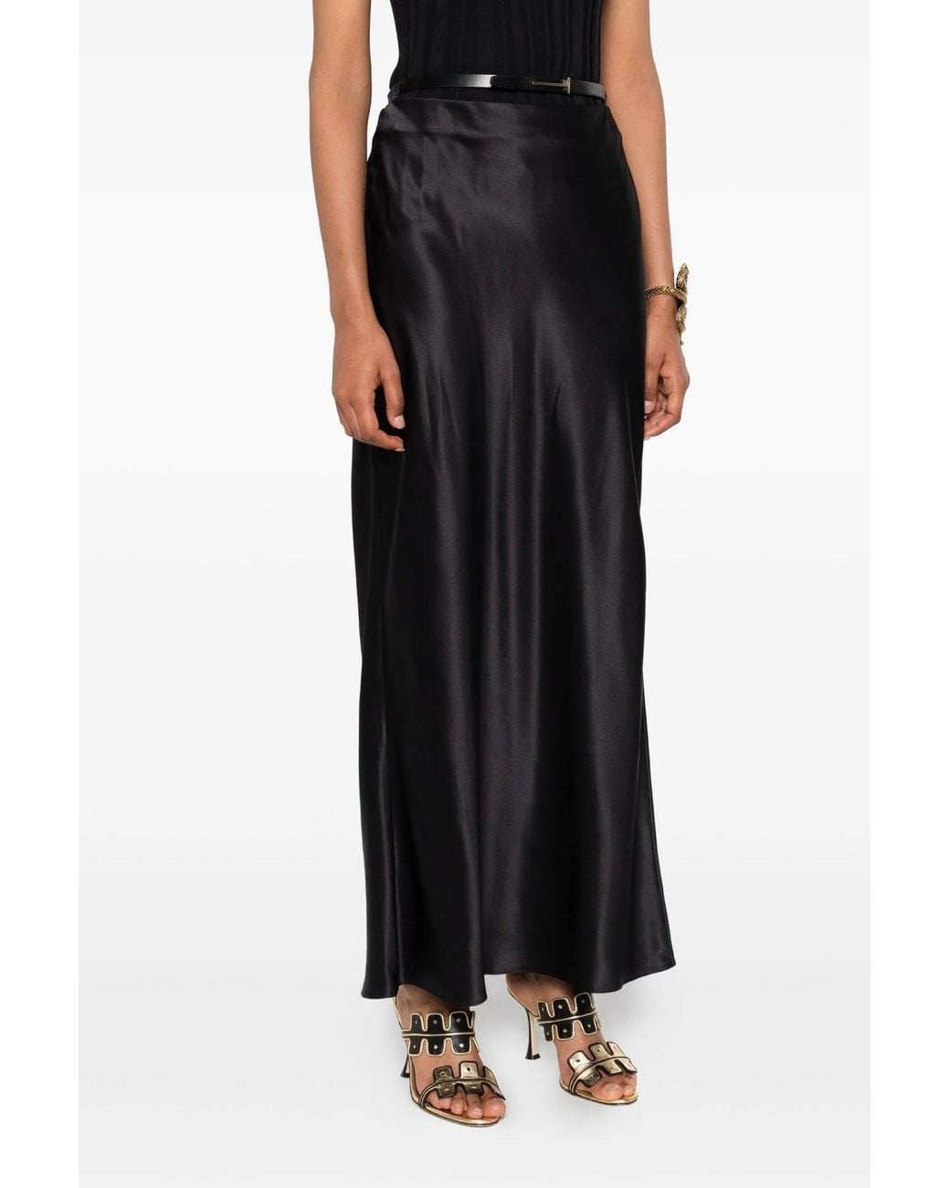 Tom Ford Black Skirt 'Silk Satin Ankle Length Bias'