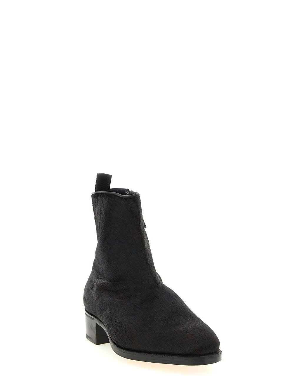 John Lobb Black Freddi Bristle Hide Ankle Boots for men