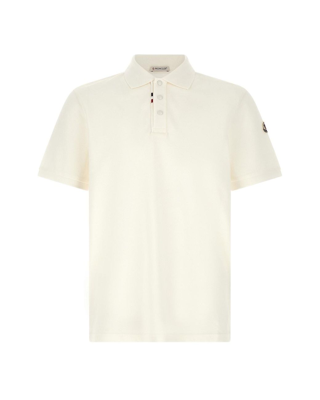 Moncler White Logo Patch Polo Shirt for men