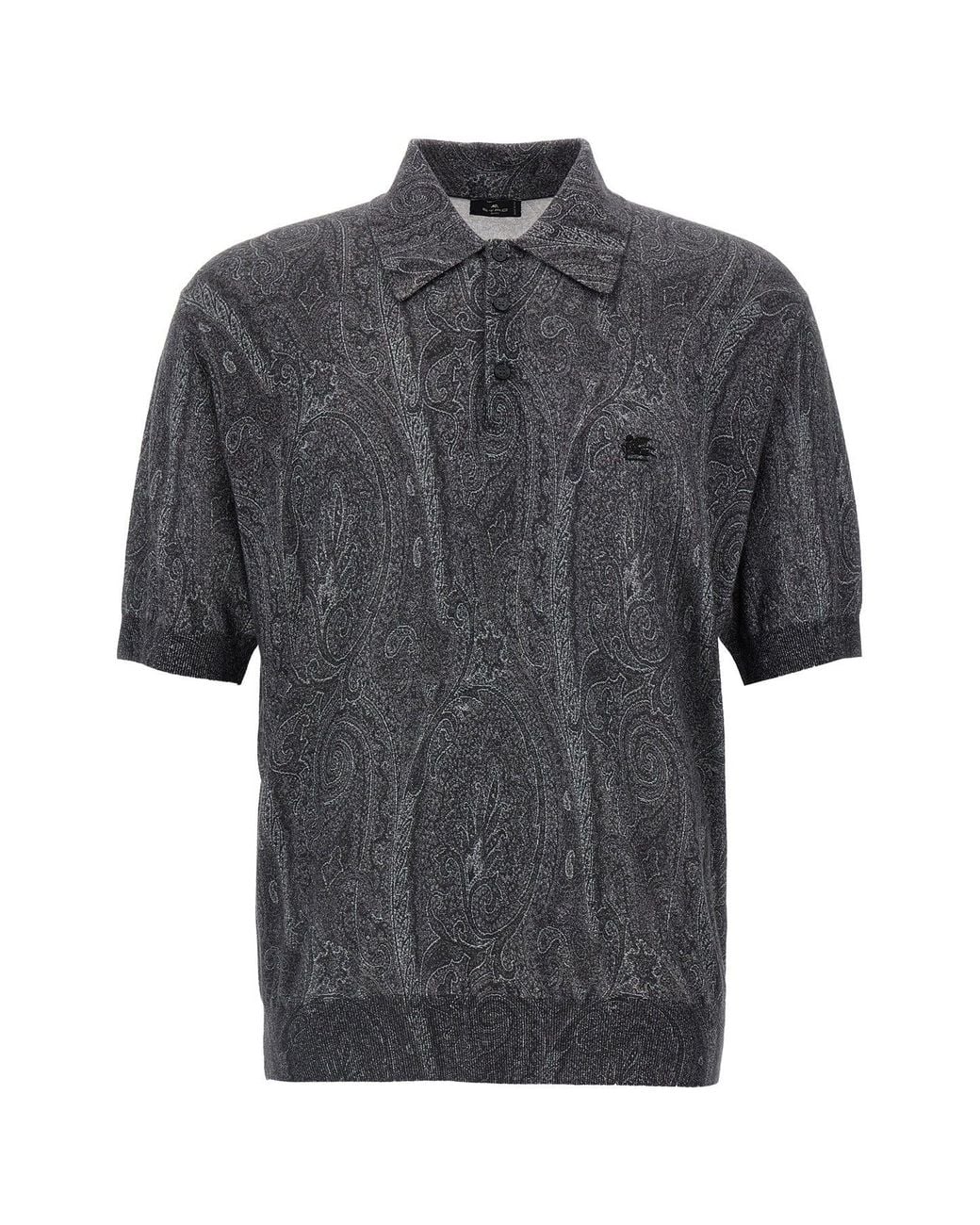 Etro Gray Polo 'Knit Paisley' for men