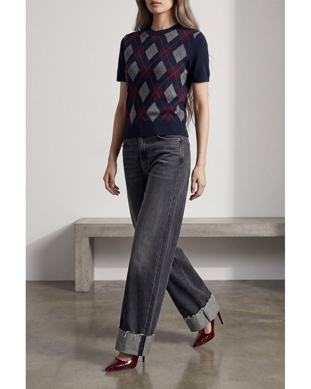 Mother Blue The Half Pipe Cuff Jeans