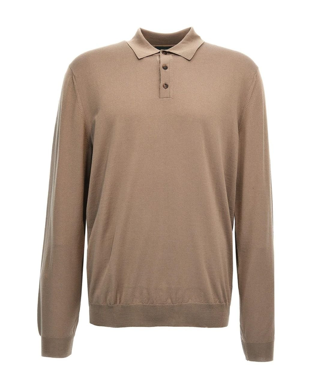 Zanone Brown Virgin Wool Polo Shirt for men