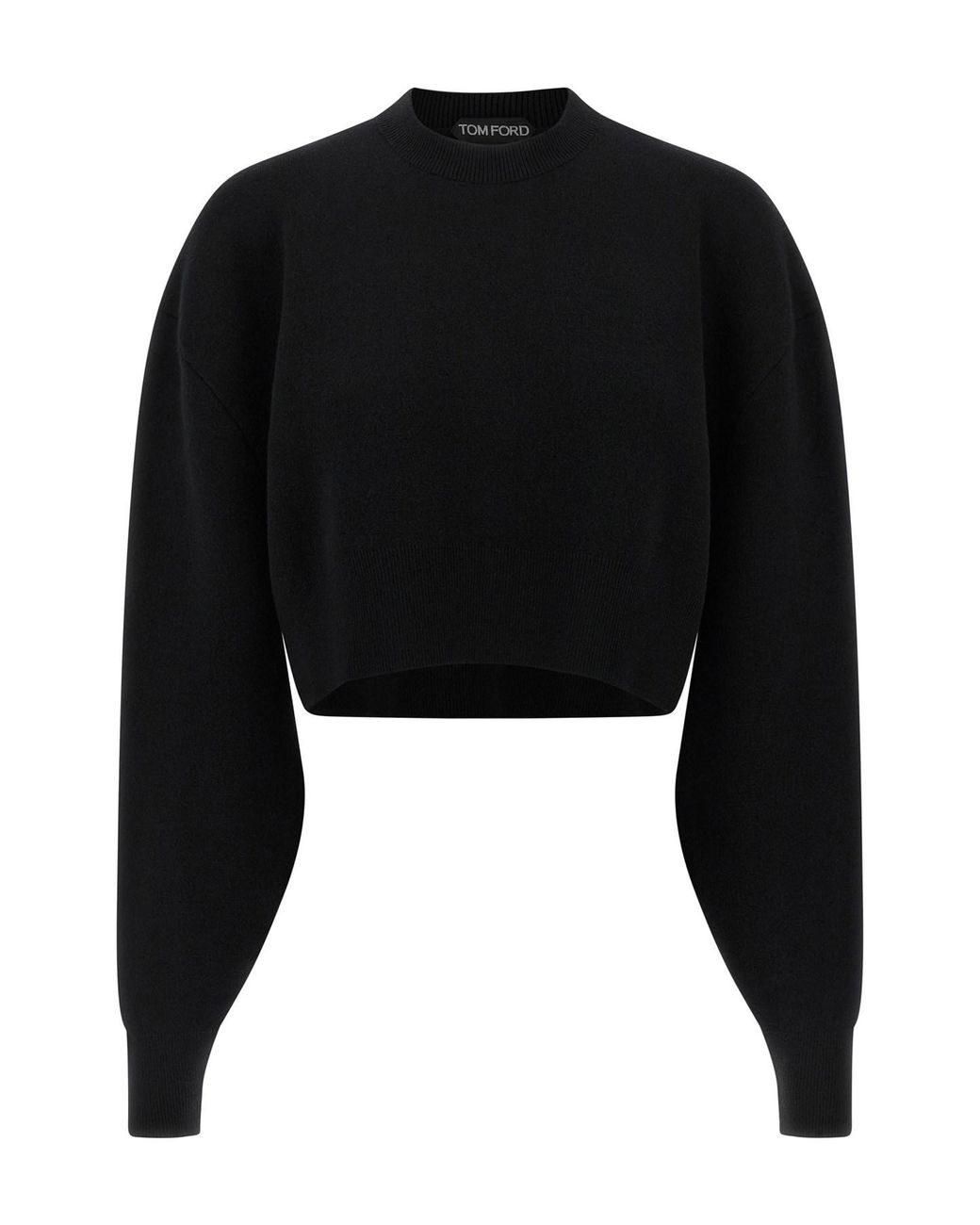 Tom Ford Black Cropped Sweatshirt With Balloon Sleeves
