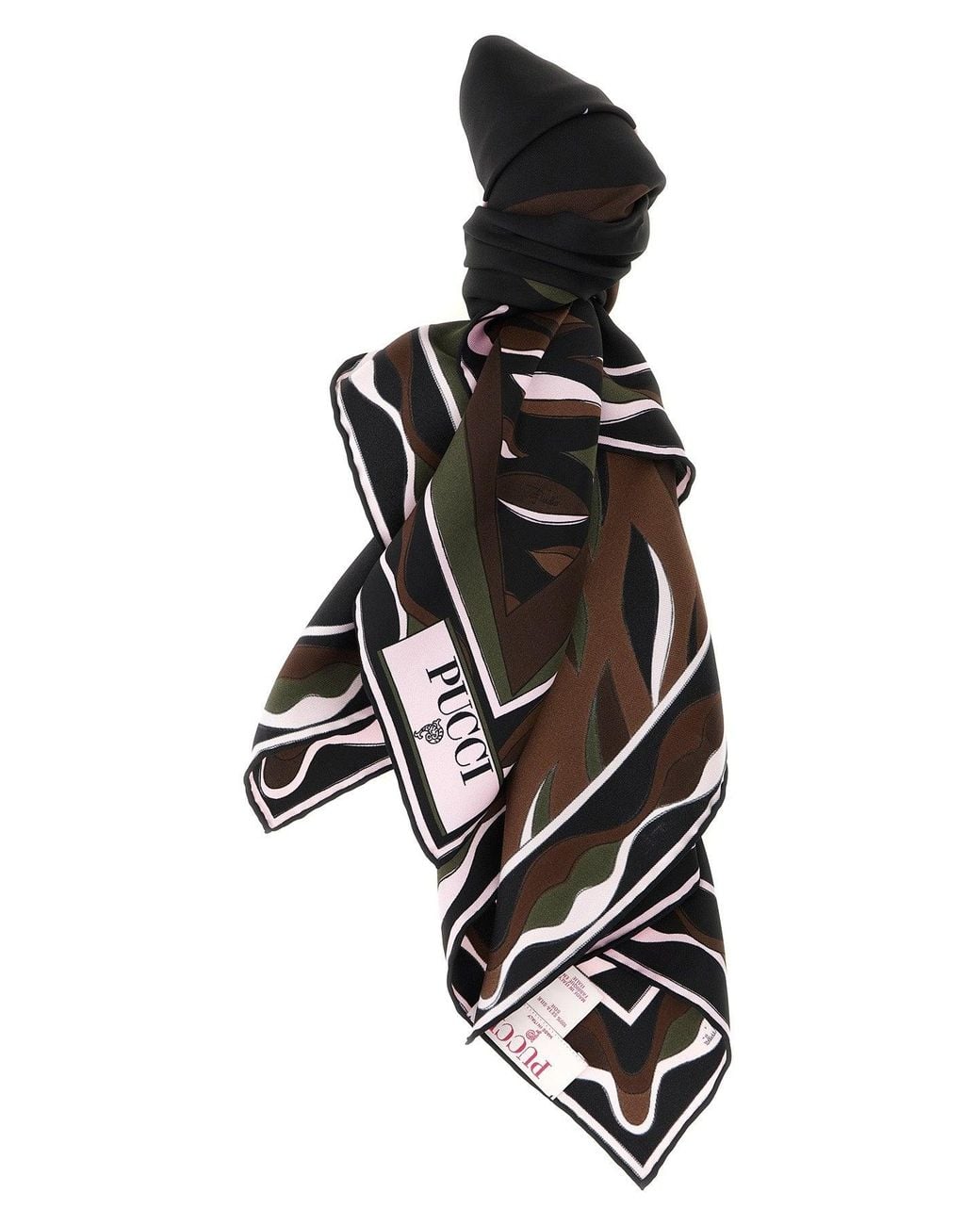 Emilio Pucci Black Carré 'Fiamme' And 'Nawaho' Print
