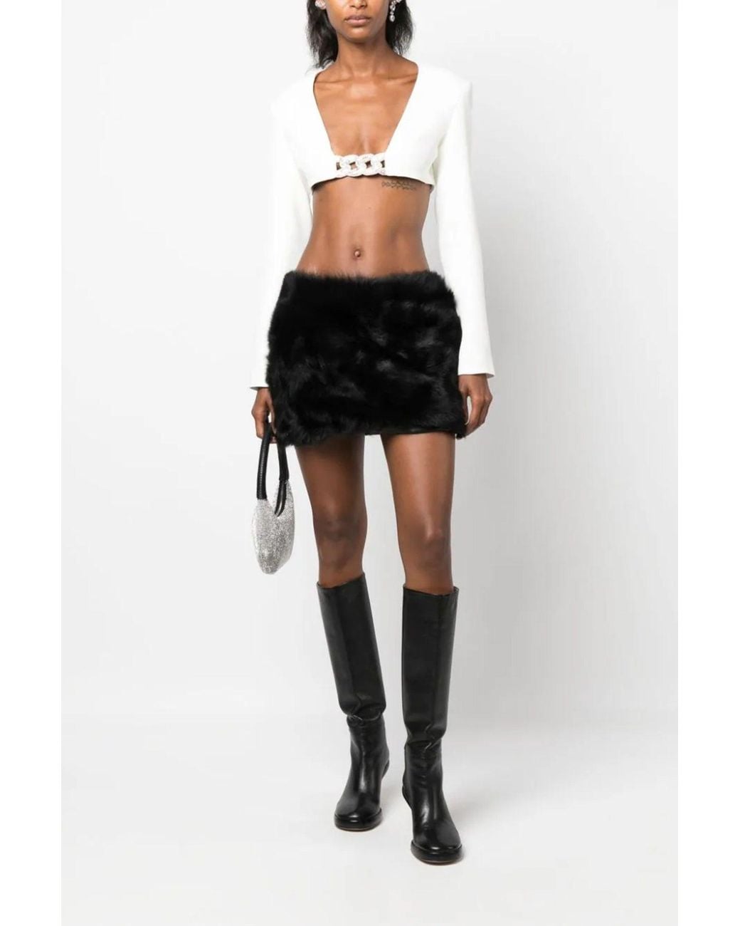 David Koma White Top 'Crystal Chain Cropped'