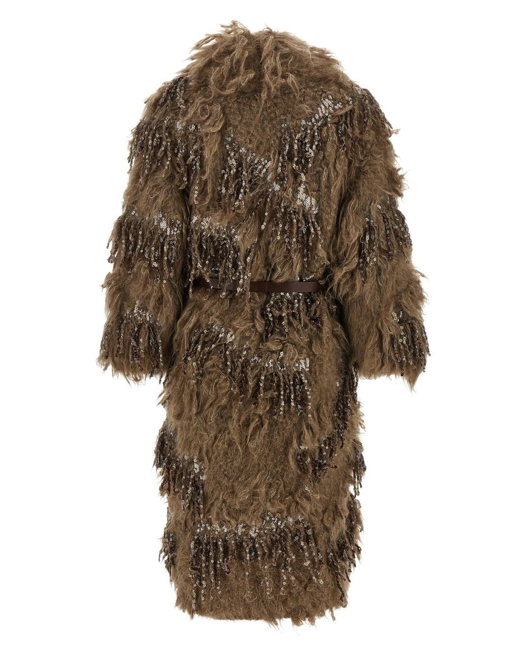 Brunello Cucinelli Brown Cardigan 'Dazzling Moss Embroidery'