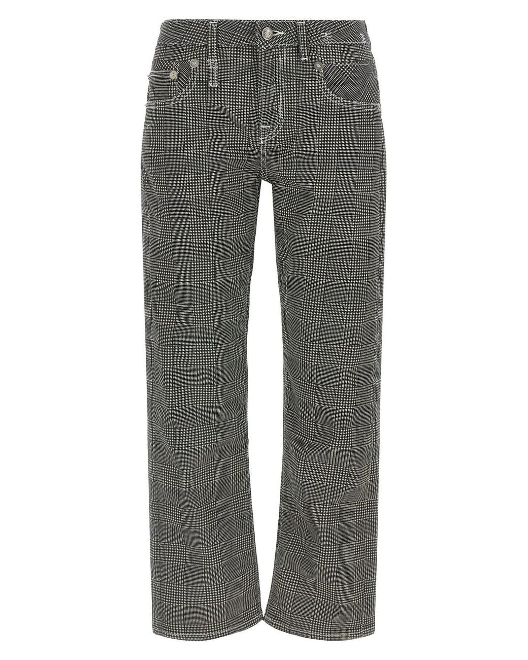 R13 Gray Straight Pants With Signature Lasso Embroidery