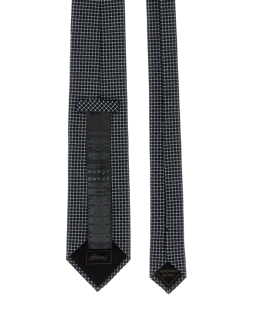 Brioni Black Silk Tie With Micro-Geometric Pattern for men