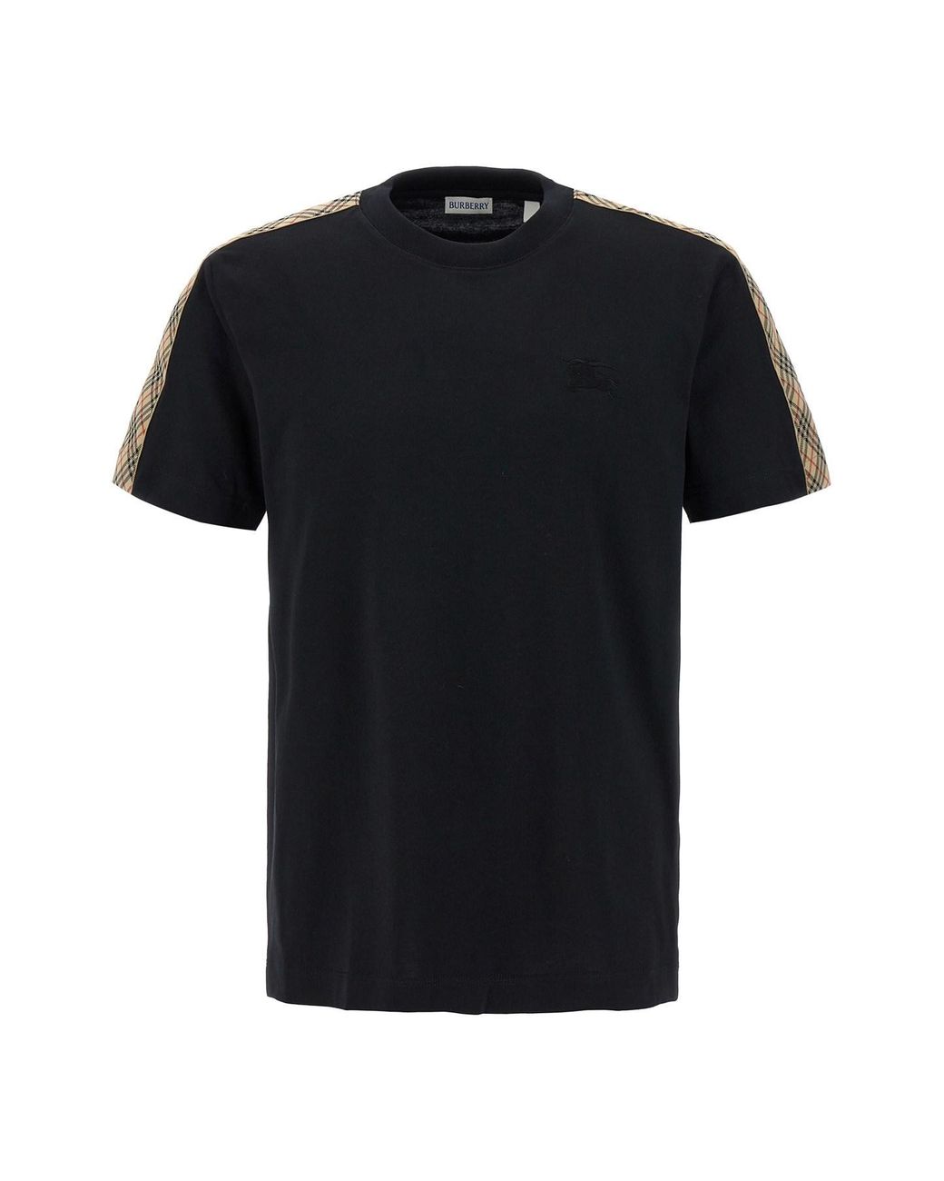 Burberry Black Check Tape T-shirt for men